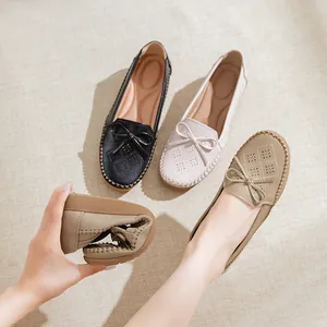 Comfortable and breathable hollow-out women's flat loafers featuring a flexible sole
