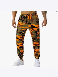Men's outdoor sports camouflage jogger pants for fitness and training in orange