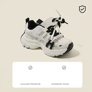 Zapatillas chunky de malla para niños con velcro y puntera de protección suave