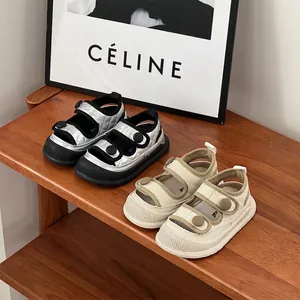 Toddler Boys Girls Summer Sandals Closed Toe Anti-Kick Soft Sole Baby First Walker Shoes Quilted Velcro Beach Sandals