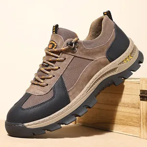 Heren Wandelschoenen Varkensleer Gaas Patchwork Outdoor Trekking Sneakers Ademend Casual Antislip Kletterschoenen Sport