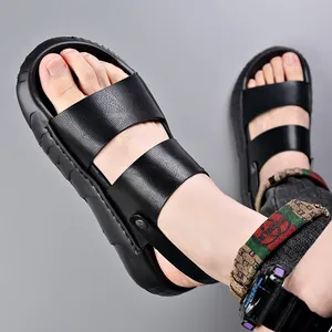 Heren sandalen zwart zomer antislip dikke zool strandschoenen casual mode