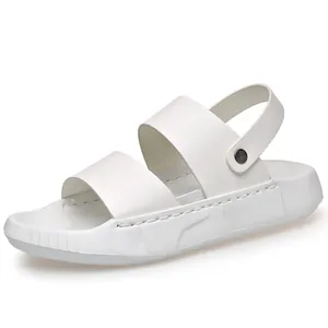 Witte casual herensandalen met dikke zolen en een verstelbare hielband voor de zomer