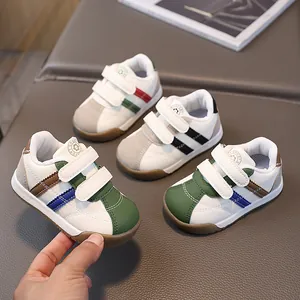 Toddler Boys Girls Casual Board Shoes PU Leather Anti Slip Hook And Loop Baby Walker Shoes Spring Autumn Retro Sport Sneakers