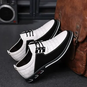 Stilvolle Herren Freizeit-Lederschuhe in Schwarz und Weiß im Korea-Stil