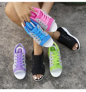 Kleurrijke mesh sleehak sandalen voor dames in snoepkleuren voor casual zomercomfort