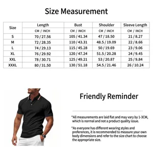 Tabella delle taglie dettagliata per polo da uomo in mesh con misure in CM e INCH