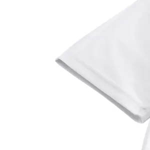 Close-up of white mesh fabric texture and sleeve detail of men's quick-dry polo shirt