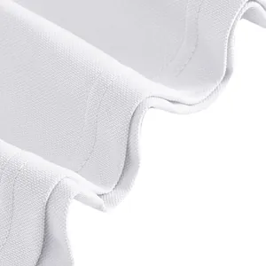 Macro detail of white quick-dry mesh fabric showing fine stitching on polo shirt