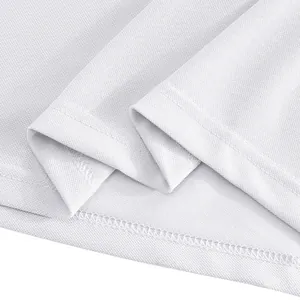 Detail view showing the fine stitching and breathable mesh fabric of a white polo shirt