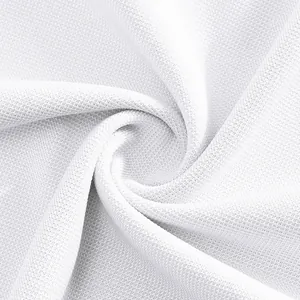 Macro shot of white breathable mesh fabric for athletic polo shirts