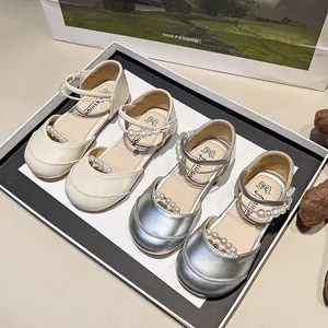 Mädchen Mary Jane Schuhe Künstliche Perle Prinzessin Sandalen Weiche Sohle Rutschfeste PU Leder Halbschuhe Für Hochzeit Party