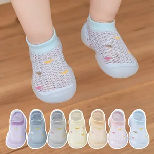 Breathable mesh baby walker shoes with soft non-slip rubber sole for indoor toddlers