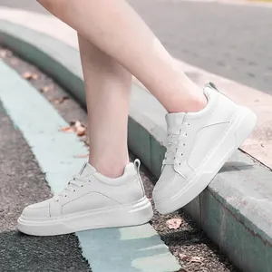 Casual white platform sneakers featuring an 8cm thick sole for stylish height boost