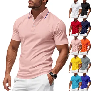 Men's Mesh Breathable Polo Shirt European Size Quick Dry Short Sleeve Polyester Solid Color Smart Casual Golf Polo Top
