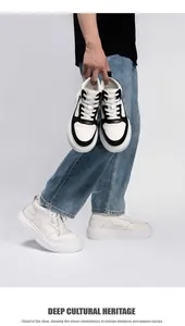 Stylish men's high-top platform sneakers with 6cm lift in white and black-white.