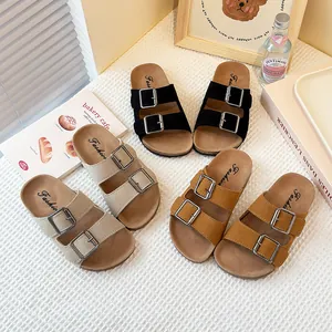 Pantuflas Estilo Birkenstock Esmeriladas para Niños Sandalias de Playa Antideslizantes Retro Suela Blanda Zapatos Casuales para Niñas