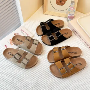 Sandalias retro de gamuza para niñas con suelas suaves antideslizantes verano