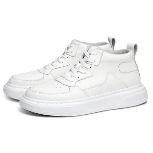 Classic white mid-top sneakers featuring a comfortable 6cm platform thick sole