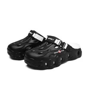 Men Summer Garden Clogs Lightweight EVA Beach Sandals Outdoor Breathable Water Shoes Sporty Hollow Non-slip Thick Sole Slippers