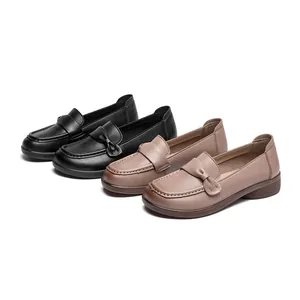 Comfortable women's non-slip loafers in black and beige, spring slip-on casual shoes