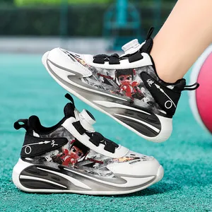 Boys breathable athletic basketball shoes with Nezha print and dial lacing system