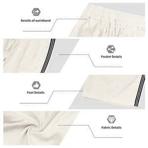 Vues détaillées du short de sport rayé pour homme montrant le tissu et la taille