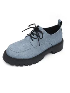 Retro-Freizeitschuhe für Damen aus Denim mit dicker schwarzer Profilsohle für den Frühling
