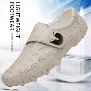 Chaussures en cuir de vachette pour hommes avec motif crocodile, style business anglais