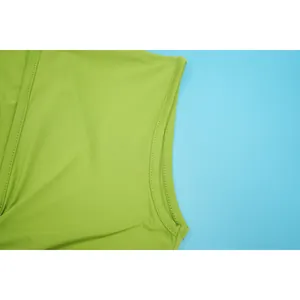 Detail view of a lime green sexy v-neck dress highlighting high-quality stitching