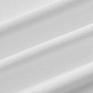 Macro detail of breathable white mesh fabric for quick-drying men's golf polo shirt.