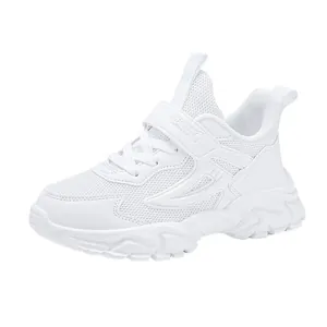 Lightweight and breathable white children's sports sneakers for boys and girls kids