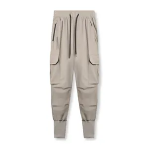 Pantalon cargo tissé élastique pour homme avec cordon de serrage et coupe fuselée sport