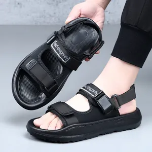Comfortable black men's sandals with adjustable straps and non-slip sole for summer