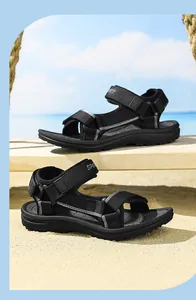 Sandalias deportivas negras para niños con suela antideslizante para playa y aire libre