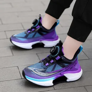 Kids Mesh Sneakers Breathable Lightweight Rotary Buckle Running Shoes For Boys Girls School Sports Fashion Casual Footwear