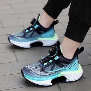 Kids breathable mesh sneakers with convenient rotary buckle closure for boys and girls