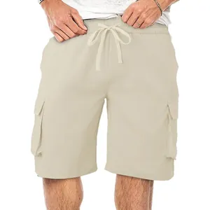 Lässige Herren-Cargo-Shorts in Hellbeige mit Kordelzug für Fitness und Freizeit