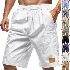 Pantaloncini di lino da uomo traspiranti in vari colori per la spiaggia e il tempo libero