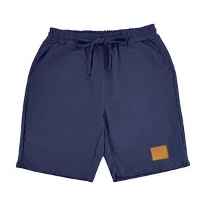 Pantaloncini estivi in lino blu scuro per uomo, traspiranti con coulisse e tasche