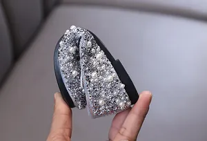 Detailed view of the flexible sole on this sparkling girl's rhinestone dance shoe