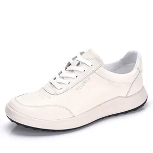 Zapatos Casuales de Cuero Genuino para Hombre Blancos Ligeros Suela Blanda Transpirables Zapatillas de Skate Moda Caña Baja