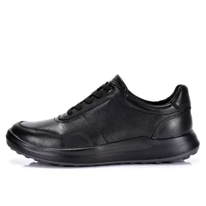 Klassische schwarze Herren-Freizeitschuhe aus echtem Leder mit weicher Sohle und Leichtgewicht