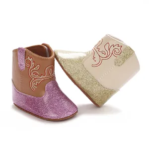 Glinsterende baby loopschoentjes voor meisjes, stijlvolle glitterlaarzen voor baby's 0-1 jaar