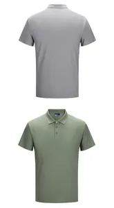 Polo unisexe respirant à séchage rapide, vues avant et arrière en vert et gris.