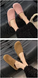 Stylish suede slip-on clogs for women shown in pink and tan colors for daily wear