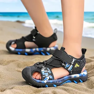 Boys' breathable summer sandals with soft anti-slip soles and closed toes for beach activities