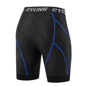 Gepolsterte Radlerhose mit blauen Kontrastnähten und atmungsaktivem Mesh-Gewebe für Sport