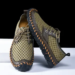 Breathable mesh outdoor wading shoes for men with manual stitching and non-slip sole
