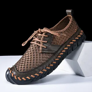 Breathable mesh wading shoes for men, quick-dry outdoor hiking footwear with non-slip sole